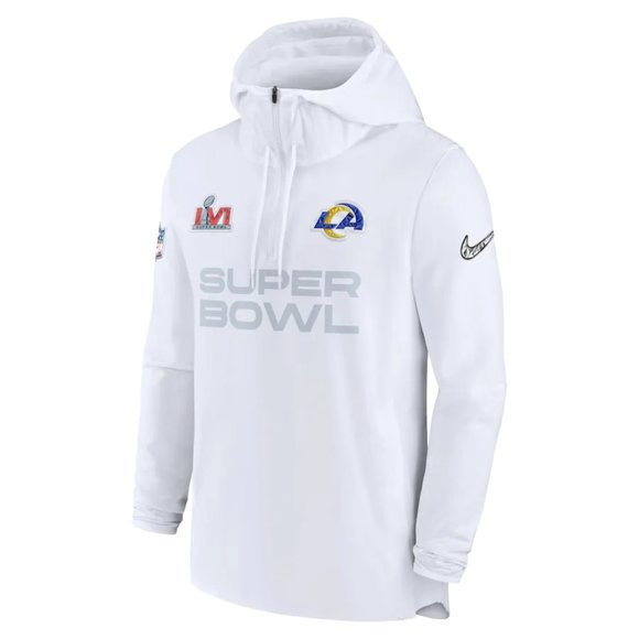 Rare Los Angeles Rams 100% Nike Super Bowl LVI White Diamond Player Media Hoodie - Picture 2 of 4